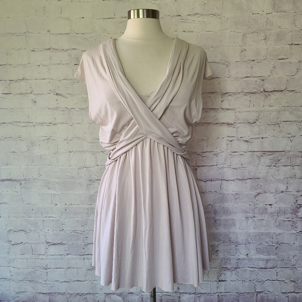 Free People Cupro Criss-Cross Front V-Neck Cap Sleeve Mini Dress XS